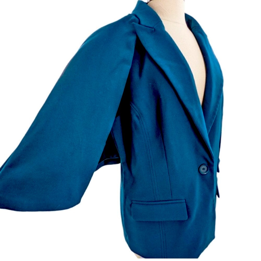 NWT VERTIGO Moroccan Blue Cape Blazer Jacket Vest Size 8